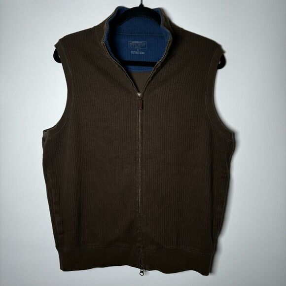 Pendleton Vest Mens Small Brown Ribbed Full Zip Academia Coastal Preppy - Picture 1 of 12